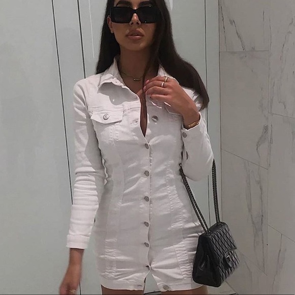 Sweet and Sassy White Denim Chambray Dress - Picture 2 of 8